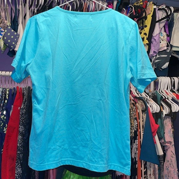 La Madonna teal tshirt with silver jewelry beads cat on front very fancy style - Picture 6 of 6